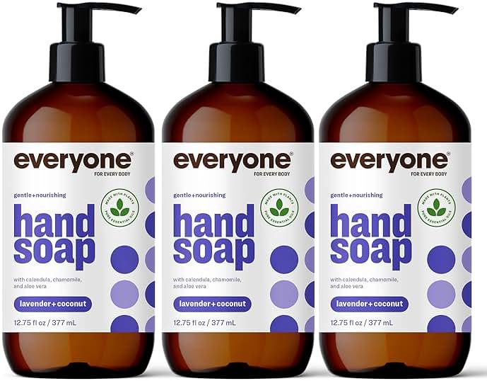 Everyone Liquid Hand Soap, 12.75 Ounce (Pack of 3), Lavender and Coconut, Plant-Based Cleanser with Pure Essential Oils - Product Image