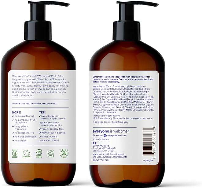 Everyone Liquid Hand Soap, 12.75 Ounce (Pack of 3), Lavender and Coconut, Plant-Based Cleanser with Pure Essential Oils - Image 2