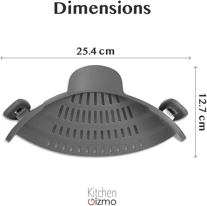 Kitchen Gizmo Snap N' Strain - Silicone Pasta Strainer Clip-On for Pots and Pans - Heat Resistant Colander for Vegetables and Noodles - Kitchen Gadgets for Cooking - Space-Saving Design - Gray - Image 3