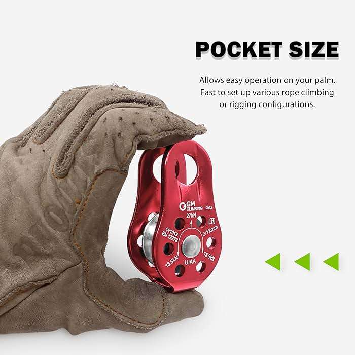 GM CLIMBING Fixed Micro Pulley 27kN CE UIAA Certified Slack Tender for Hitch Tending - Image 3