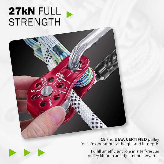 GM CLIMBING Fixed Micro Pulley 27kN CE UIAA Certified Slack Tender for Hitch Tending - Image 5
