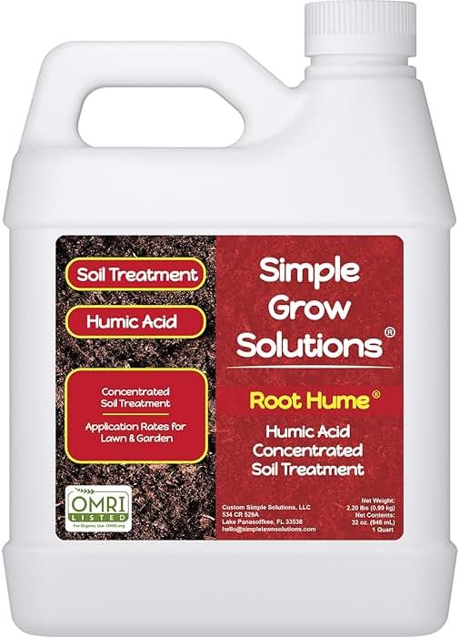 Raw Organic Soil Conditioner- Root Hume- Simple Grow Solutions- Natural Plant & Lawn Treatment- Nutrient Food Enhancer- Concentrated Liquid Humic - Grass, Tomatoes, Citrus, Flowers, Vegetables - Product Image