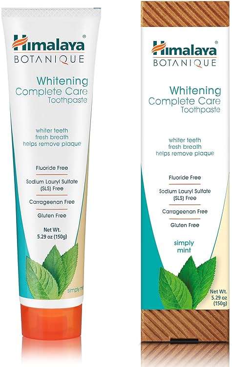 Himalaya Botanique Whitening Complete Care Toothpaste, Teeth Whitening, Fights Plaque, Fluoride Free, No Artificial Flavors, SLS Free, Cruelty Free, Foaming, Simply Mint Flavor, 5.29 Oz, 4 Pack - Image 2