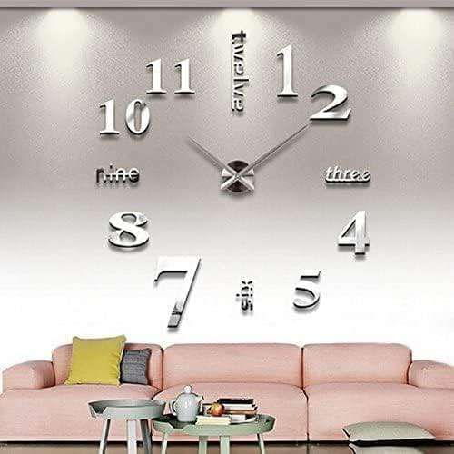 Timelike Large DIY Wall Clock, Modern 3D Frameless Wall Clock with Mirror Numbers Stickers for Home Office Living Room Bedroom Wall Decoration - Image 3