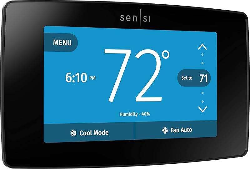 Sensi Touch Smart Thermostat by Emerson with Touchscreen Color Display, Programmable, Wi-Fi, Mobile App, Easy DIY, Data Privacy, Works with Alexa, Energy Star Certified, ST75 - Black, C-Wire Required - Image 2