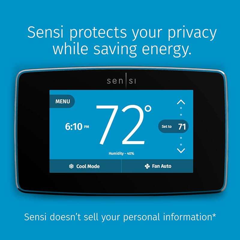 Sensi Touch Smart Thermostat by Emerson with Touchscreen Color Display, Programmable, Wi-Fi, Mobile App, Easy DIY, Data Privacy, Works with Alexa, Energy Star Certified, ST75 - Black, C-Wire Required - Image 4
