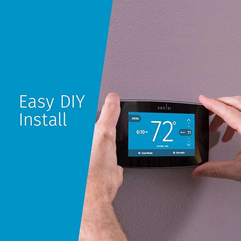 Sensi Touch Smart Thermostat by Emerson with Touchscreen Color Display, Programmable, Wi-Fi, Mobile App, Easy DIY, Data Privacy, Works with Alexa, Energy Star Certified, ST75 - Black, C-Wire Required - Image 6