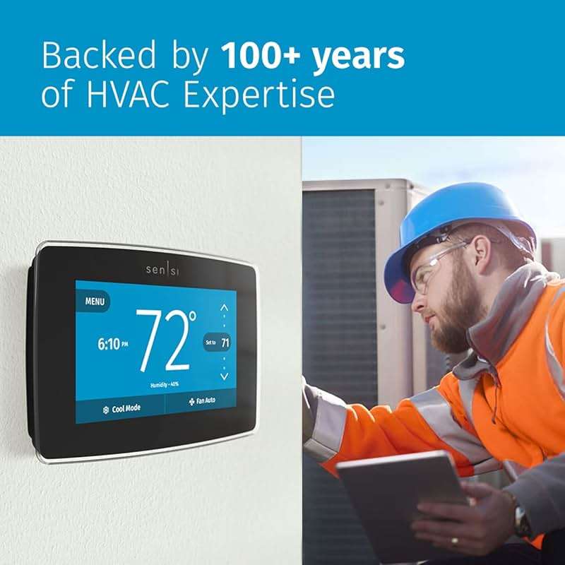 Sensi Touch Smart Thermostat by Emerson with Touchscreen Color Display, Programmable, Wi-Fi, Mobile App, Easy DIY, Data Privacy, Works with Alexa, Energy Star Certified, ST75 - Black, C-Wire Required - Image 8