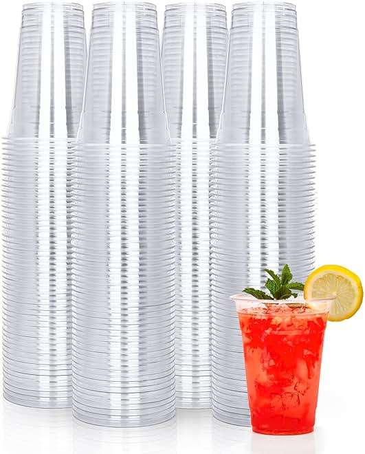 TashiBox [16oz - 150 Cups Clear Plastic Cups, disposable plastic cups for tea,smoothies Sodas and Mixed Drinks - Image 1