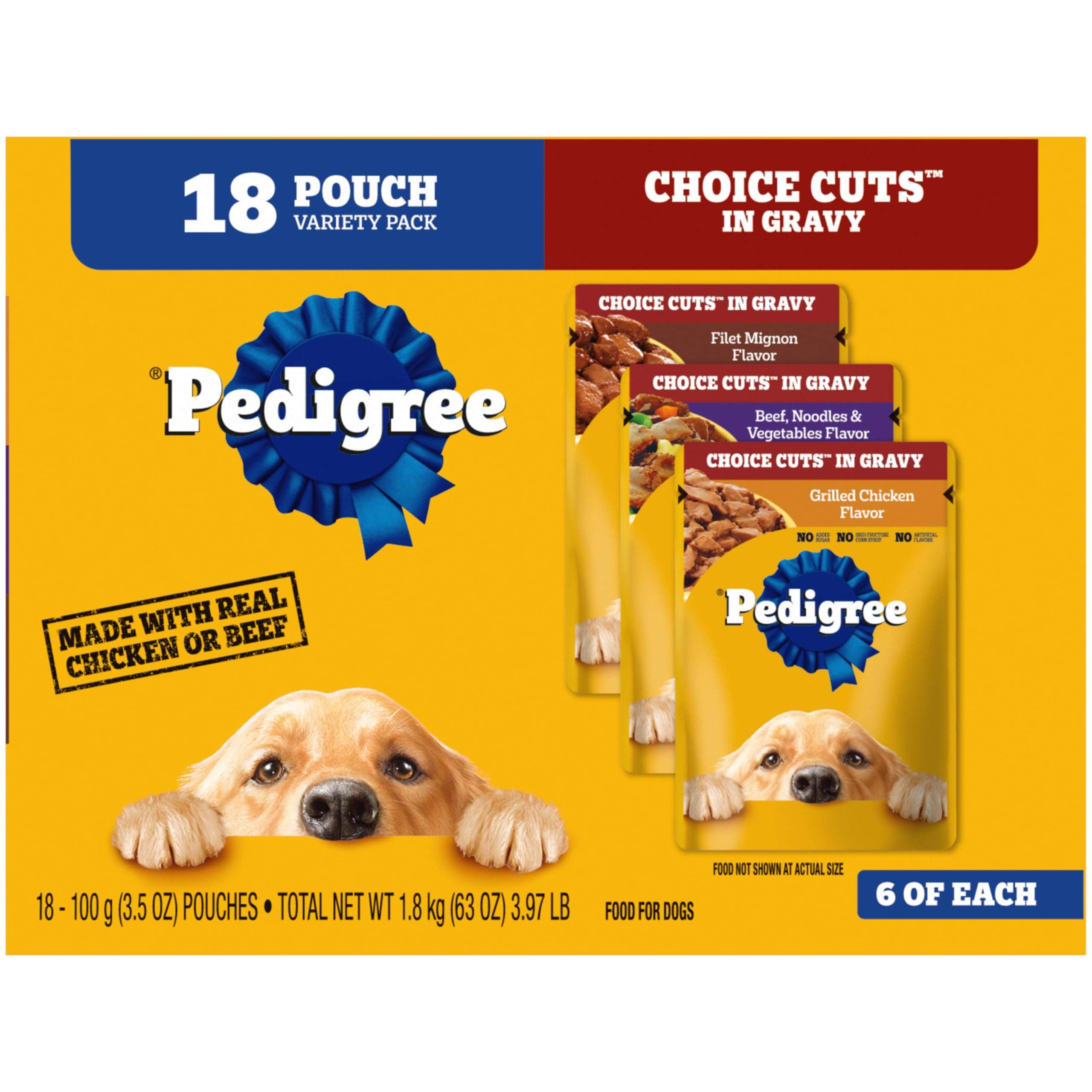 Pedigree Choice Cuts in Gravy Adult Soft Wet Dog Food 18-Count Variety Pack, 3.5 oz. Pouches - Image 1