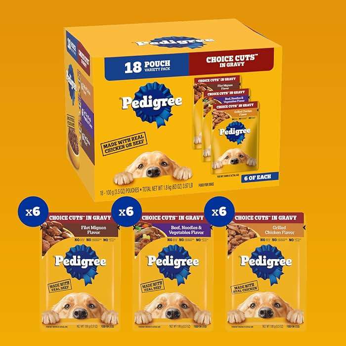 Pedigree Choice Cuts in Gravy Adult Soft Wet Dog Food 18-Count Variety Pack, 3.5 oz. Pouches - Image 3