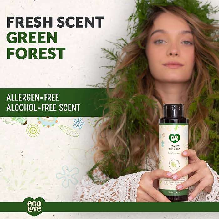 ecoLove - Natural Shampoo for All Hair Types,Sodium lauryl sulfate Free, Vegan & Cruelty Free Shampoo, Organic Cucumber Extract, No SLS or Parabens, 17.6 oz - Image 4