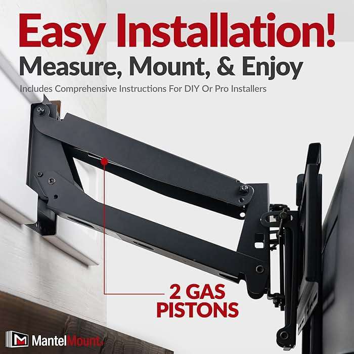 MantelMount MM540 - Above Fireplace Pull Down TV Mount for 44" to 80" Screen TVs to 90 lbs, with Patented auto-straightening, Adjustable Stops, Heat Sensor Handles & Paintable Covers - Image 6
