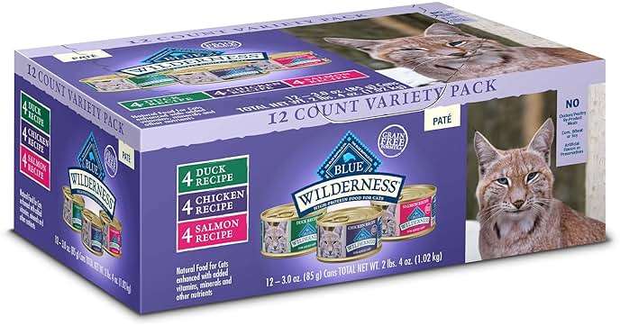 Blue Buffalo Wilderness High Protein, Natural Adult Pate Wet Cat Food Variety Pack, Chicken, Salmon, Duck 3-oz Cans (12 Count- 4 of Each Flavor) - Image 1