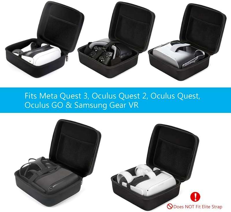 JSVER Hard Travel Storage Case For Meta Quest 3S Carrying Case for Oculus Quest 3S/ Quest 3/Quest 2/ Quest/Oculus Go/Samsung Gear Virtual Reality Headset Gamepad Game Controller Kit - Image 3