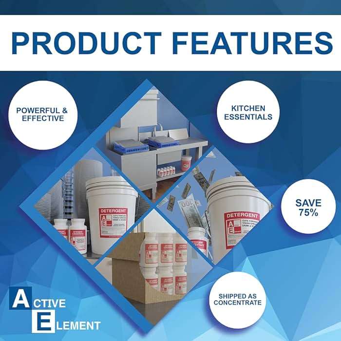 Active Element Commercial Dishwasher Detergent - Makes One 5 Gallon Pail - Industrial Dish Detergent - For High and Low Temp Dishwasher Machine - Image 3
