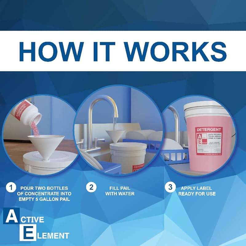 Active Element Commercial Dishwasher Detergent - Makes One 5 Gallon Pail - Industrial Dish Detergent - For High and Low Temp Dishwasher Machine - Image 4