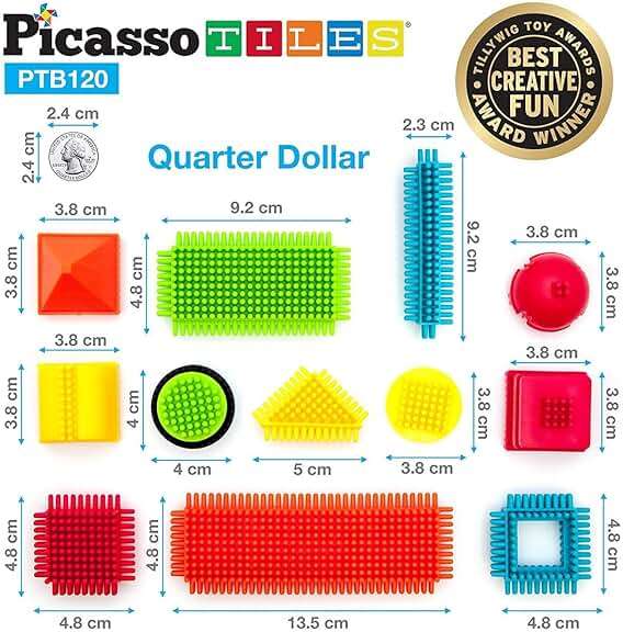 PicassoTiles 120 Piece Hedgehog Interlocking Building Blocks Set | STEM Sensory Construction Toy for Kids 3+ | Creative Open-Ended Learning, Fine Motor Skills - Image 2