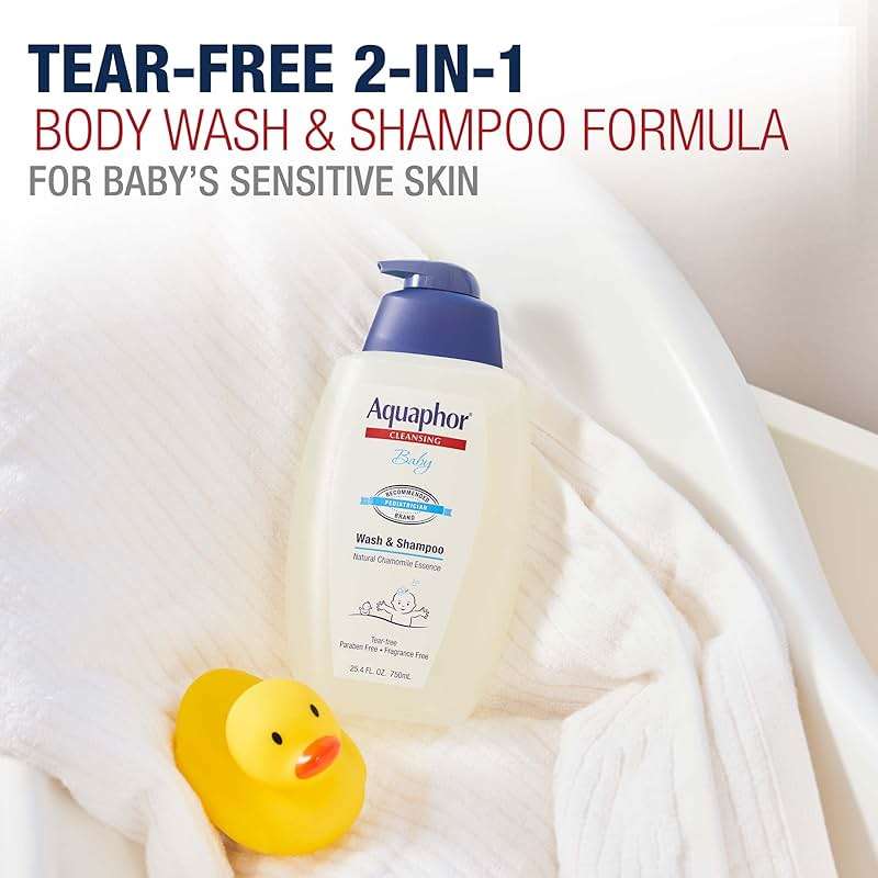 Aquaphor Baby Wash and Shampoo, Unscented Baby Shampoo and Wash, 25.4 Fl Oz Pump Bottle - Image 2
