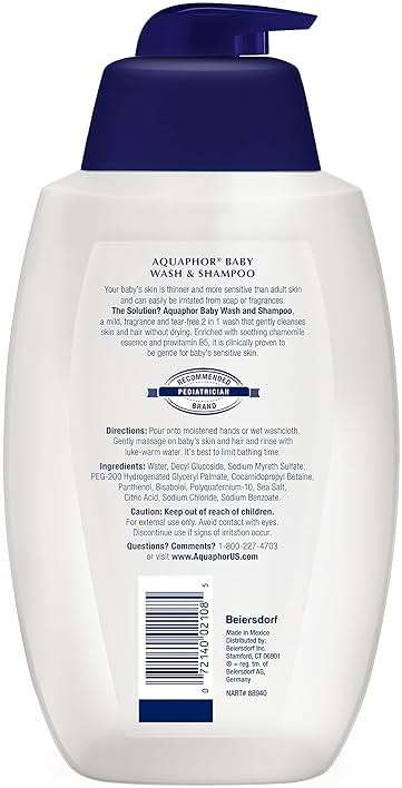 Aquaphor Baby Wash and Shampoo, Unscented Baby Shampoo and Wash, 25.4 Fl Oz Pump Bottle - Image 12