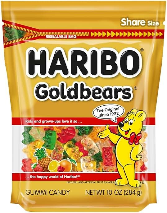 HARIBO Goldbears, Gummi Candy, 10 oz Resealable Bag, Assorted Flavors - Product Image