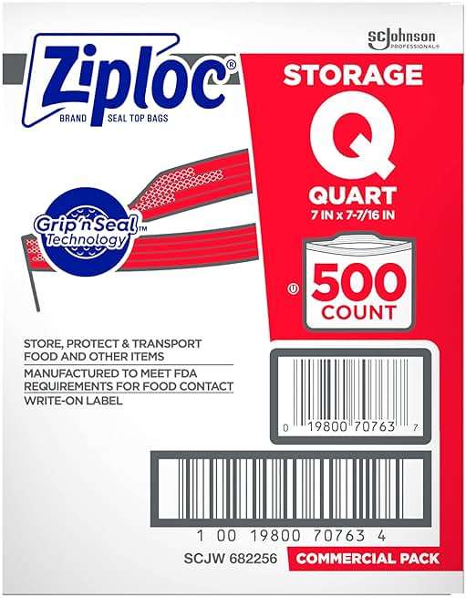 SC Johnson Professional, Ziploc Storage Bags, For Food Organization and Storage, Double Zipper Seal, Easy-Open Tabs Quart, 500 Count - Image 3