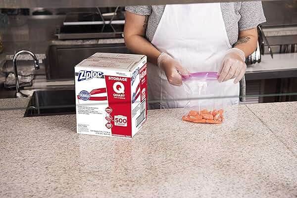 SC Johnson Professional, Ziploc Storage Bags, For Food Organization and Storage, Double Zipper Seal, Easy-Open Tabs Quart, 500 Count - Image 5