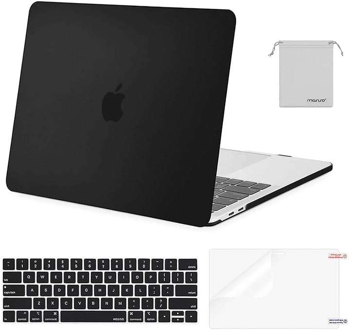 MOSISO Compatible with MacBook Pro 13 inch Case M2 2026 2025 2024 2023 2022-2016 A2338 M1 A2251 A2289 A2159 A1989 A1708 A1706,Plastic Hard Shell&Keyboard Cover&Screen Film&Storage Bag, Black - Image 1
