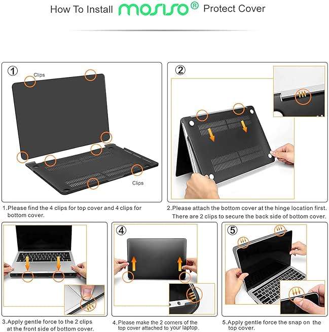 MOSISO Compatible with MacBook Pro 13 inch Case M2 2026 2025 2024 2023 2022-2016 A2338 M1 A2251 A2289 A2159 A1989 A1708 A1706,Plastic Hard Shell&Keyboard Cover&Screen Film&Storage Bag, Black - Image 3