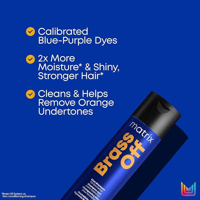 Matrix Brass Off Toning Blue Shampoo - Refreshes and Neutralizes Brassy Tones, For Color Treated Hair, Lightened Brunettes or Dark Blondes - Image 4