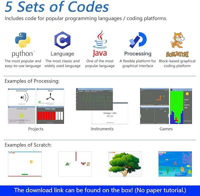 Freenove Ultimate Starter Kit for Raspberry Pi 5 4 B 3 B+ 400 Zero 2 W, 962-Page Detailed Tutorial, Python C Java Scratch Processing Code, 223 Items, 128 Projects (Raspberry Pi NOT Included) - Image 4