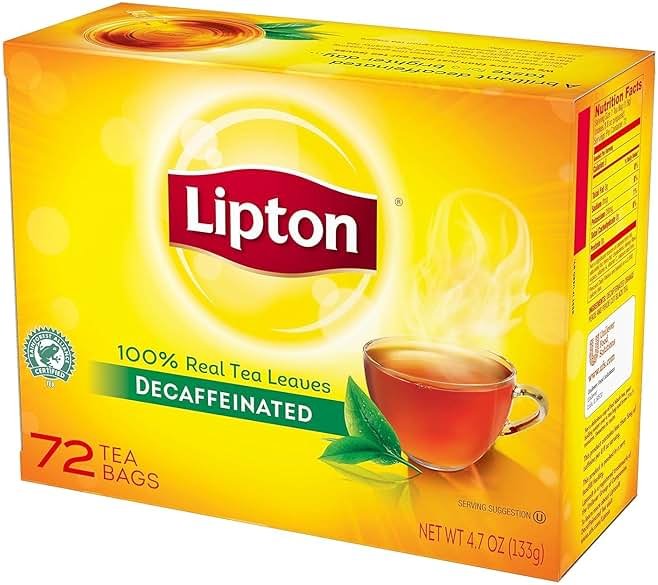 Lipton Black Decaffeinated Hot Tea, 72 count tea bags per box, 6 boxes per case - Product Image