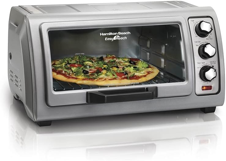 Hamilton Beach 6 Slice Countertop Toaster Oven With Easy Reach Roll-Top Door, Bake, Broil & Toast Functions, Auto Shutoff, Silver (31127D) - Product Image