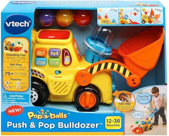 VTech Pop-a-Balls Push and Pop Bulldozer, Yellow - Image 7