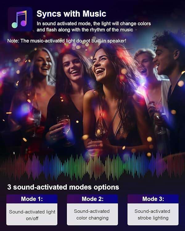Luditek Sound Activated Party Lights with Remote DJ Lighting, Disco Ball Strobe Stage Light for Home Room Dance Parties Birthday Karaoke Stocking Stuffers New Years Eve Halloween Christmas Decorations - Image 5