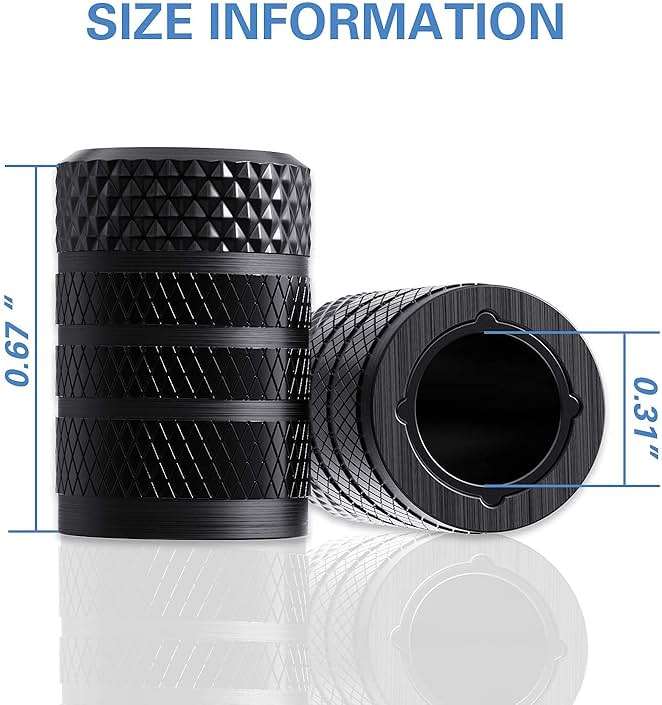 CKAuto Tire Valve Stem Caps, Black, 4 pcs/Pack, Anodized Aluminum Tire Valve Cap Set, Corrosion Resistant, Universal Stem Covers for Cars Trucks Motorcycles SUVs and Bikes - Image 4