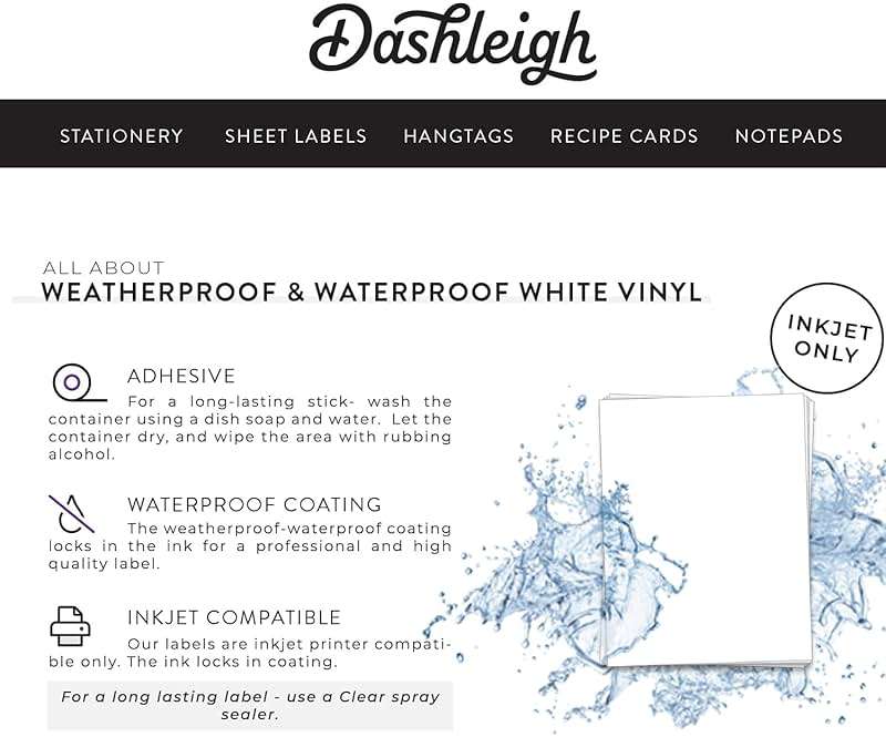 Dashleigh Wine Bottle Labels, 40 Blank Printable Waterproof Stickers | 4x5 in vinyl labels for 750ml bottles. Inkjet compatible. Free Canva templates. 5 material options. 10 sheets, 4 per sheet. - Image 6