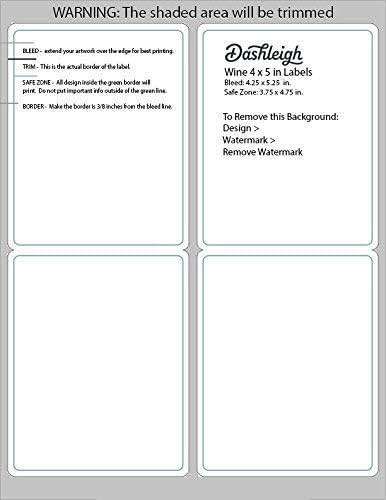 Dashleigh Wine Bottle Labels, 40 Blank Printable Waterproof Stickers | 4x5 in vinyl labels for 750ml bottles. Inkjet compatible. Free Canva templates. 5 material options. 10 sheets, 4 per sheet. - Image 7