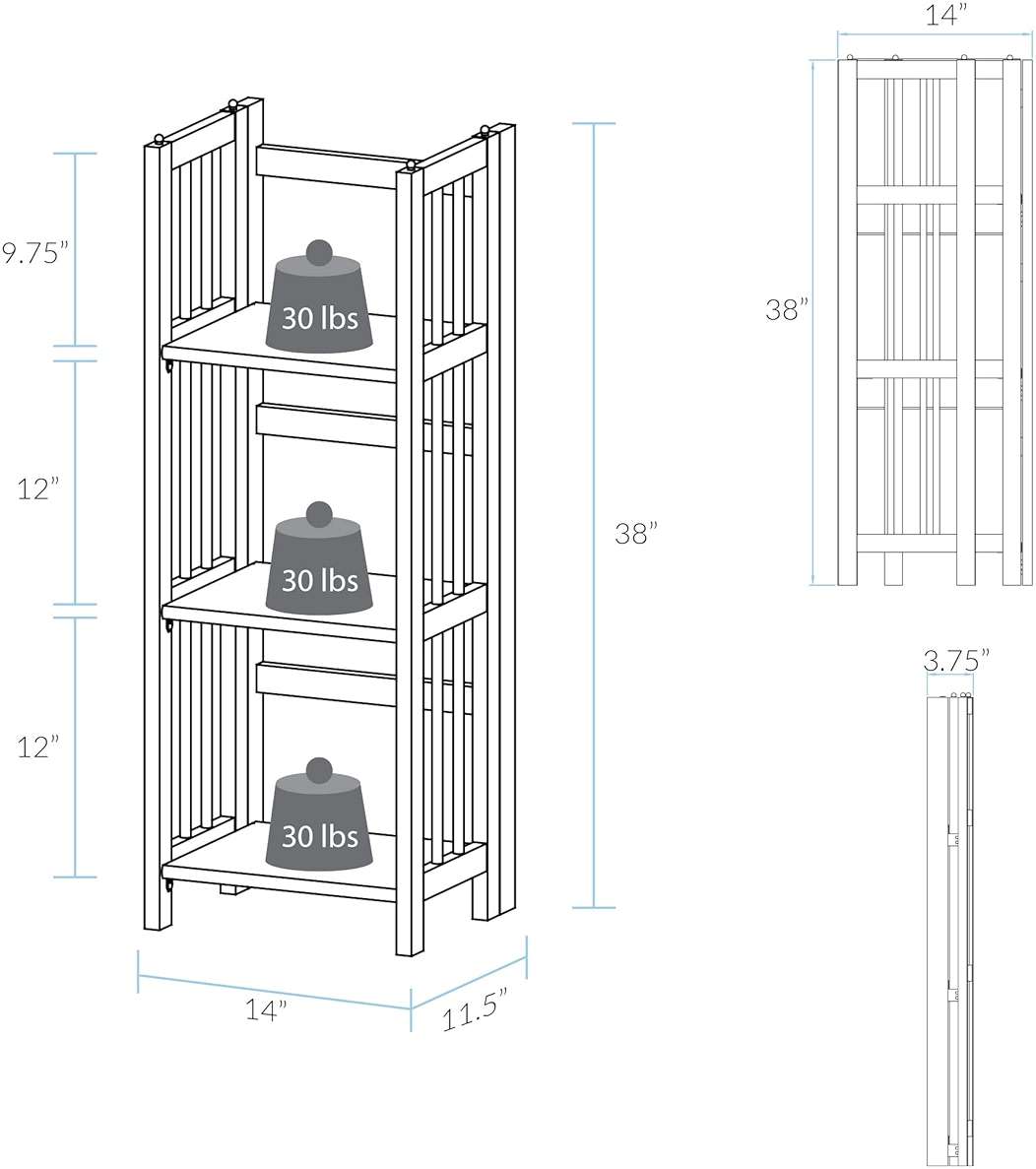 Casual Home 3-Shelf Folding Bookcase, 14" Wide, White - Image 3