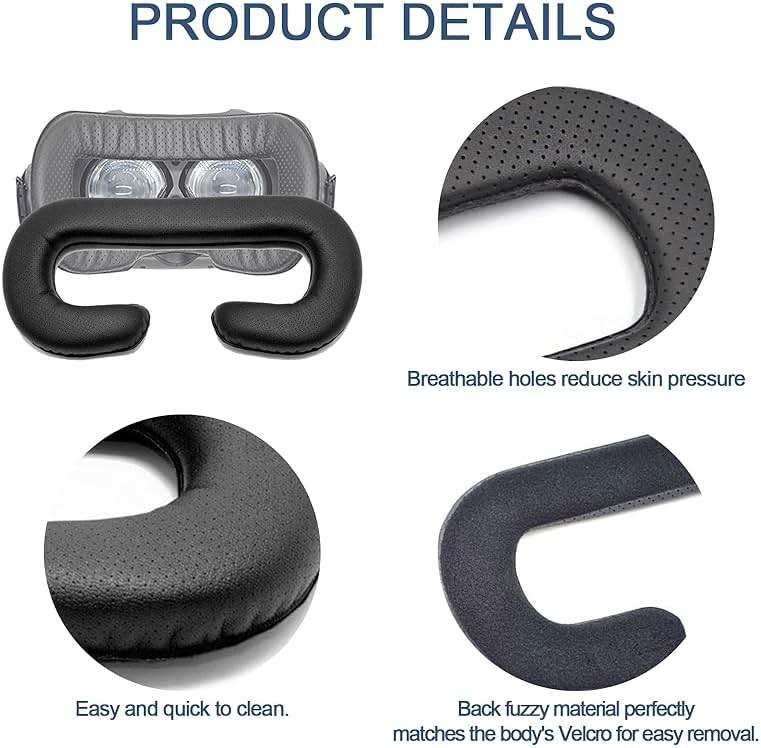 TamBee Vive Sponge Mat Breathable PU Face Foam Replacement Compitable for HTC Vive Headset PU Leather with Holes Eye Mask Black - 12mm (Vive Face Foam) - Image 3