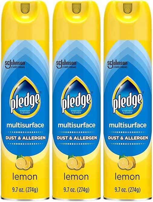 Pledge Dust & Allergen Multisurface Cleaner, Aerosol Spray, Lemon Scent, 9.7oz (Pack of 3) - Image 1