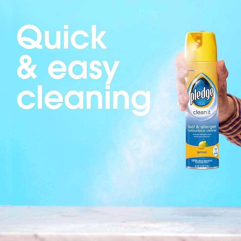 Pledge Dust & Allergen Multisurface Cleaner, Aerosol Spray, Lemon Scent, 9.7oz (Pack of 3) - Image 2