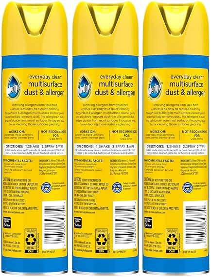 Pledge Dust & Allergen Multisurface Cleaner, Aerosol Spray, Lemon Scent, 9.7oz (Pack of 3) - Image 6