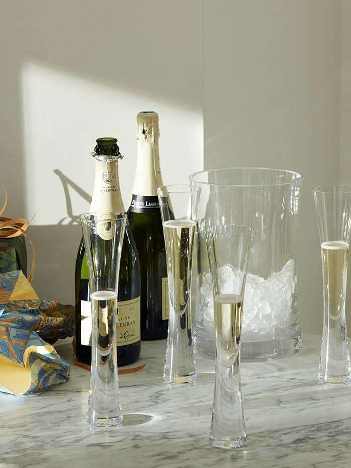 LSA International Moya Champagne Serving Ice Bucket and Flutes 6 oz, Set of 7, Luxury Elegant Curved Mouth Blown Glassware - Image 6