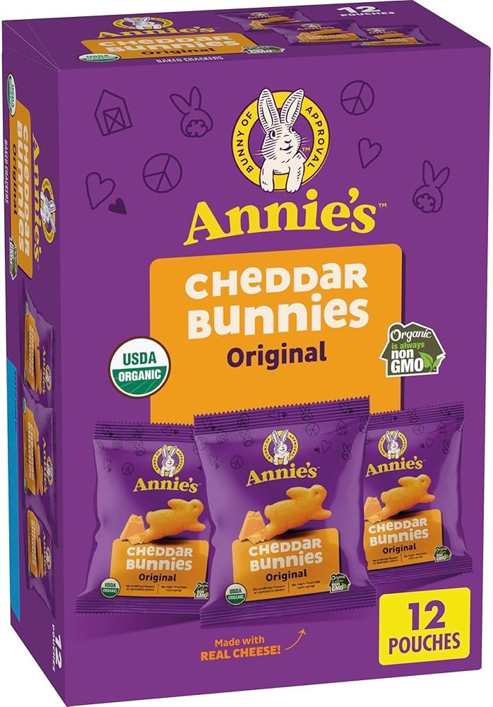 Annie's Organic Cheddar Bunnies Baked Snack Crackers, 12 oz., 12 Pouches - Product Image