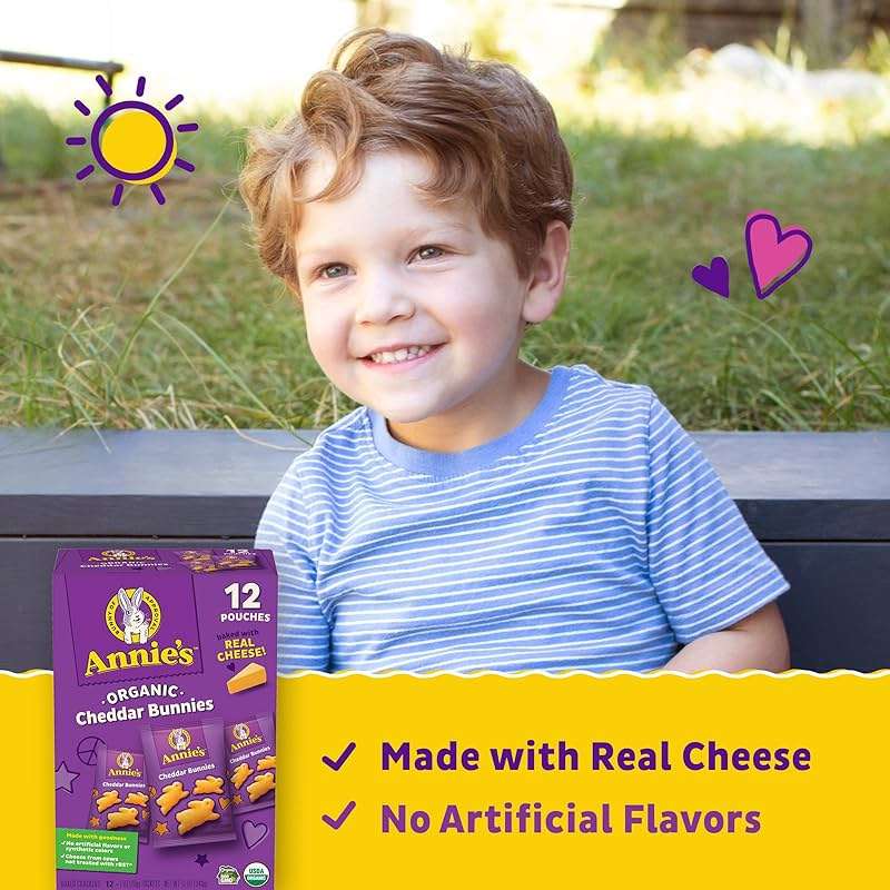Annie's Organic Cheddar Bunnies Baked Snack Crackers, 12 oz., 12 Pouches - Image 3