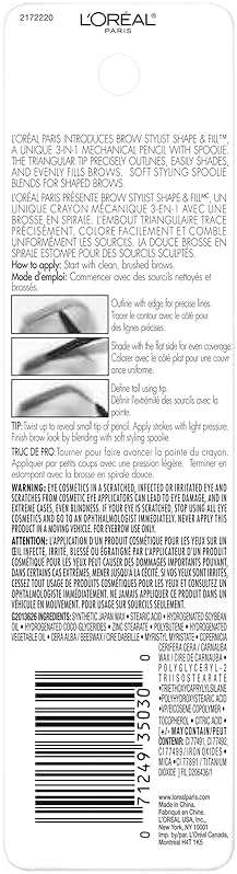 L'Oreal Paris Brow Stylist Shape & Fill Mechanical Eye Brow Makeup Pencil, Brunette, 0.008 oz. - Image 3