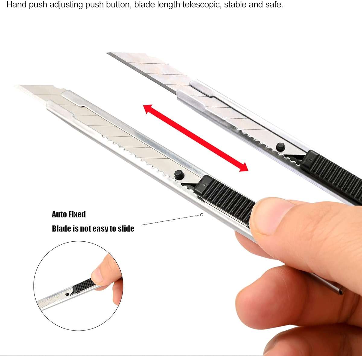 FOSHIO Utility knife Retractable with 30 Degree Snap Off Blade 9MM Box Cutter Knife, Office Vinyl and Paper Cutting Craft Knives, Pack of 3 - Image 3