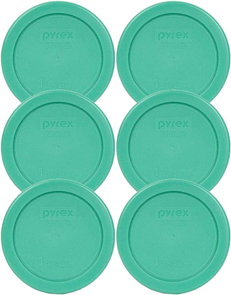 Pyrex 7202-PC 1-Cup Green Food Storage Replacement Lid (6 Pack) - Made in USA - Image 1