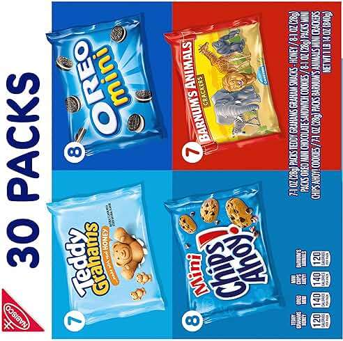 Nabisco Team Favorites Variety Pack, Oreo Mini, Chips Ahoy! Mini, Teddy Grahams Honey & Barnum'S Animal Crackers, 30 Snack Packs - Image 12